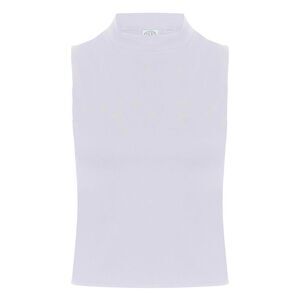 Skinni Fit Womens/Ladies High Neck Crop Vest Top / White